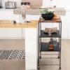 Servierwagen Beistelltisch mit Rollen & Holzablage & Metallrahmen 60 x 40 x 89 cm