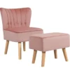 Sessel Armloser Sessel mit Ottomane Hautfreundlicher Polsterstuhl ohne Armlehnen aus Samt Rosa