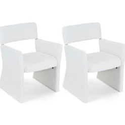 Sessel 2er Set Gepolsterter Relaxsessel Lesessel mit Atmungsaktivem Bezug 63 x 62 x 83 cm Weiß