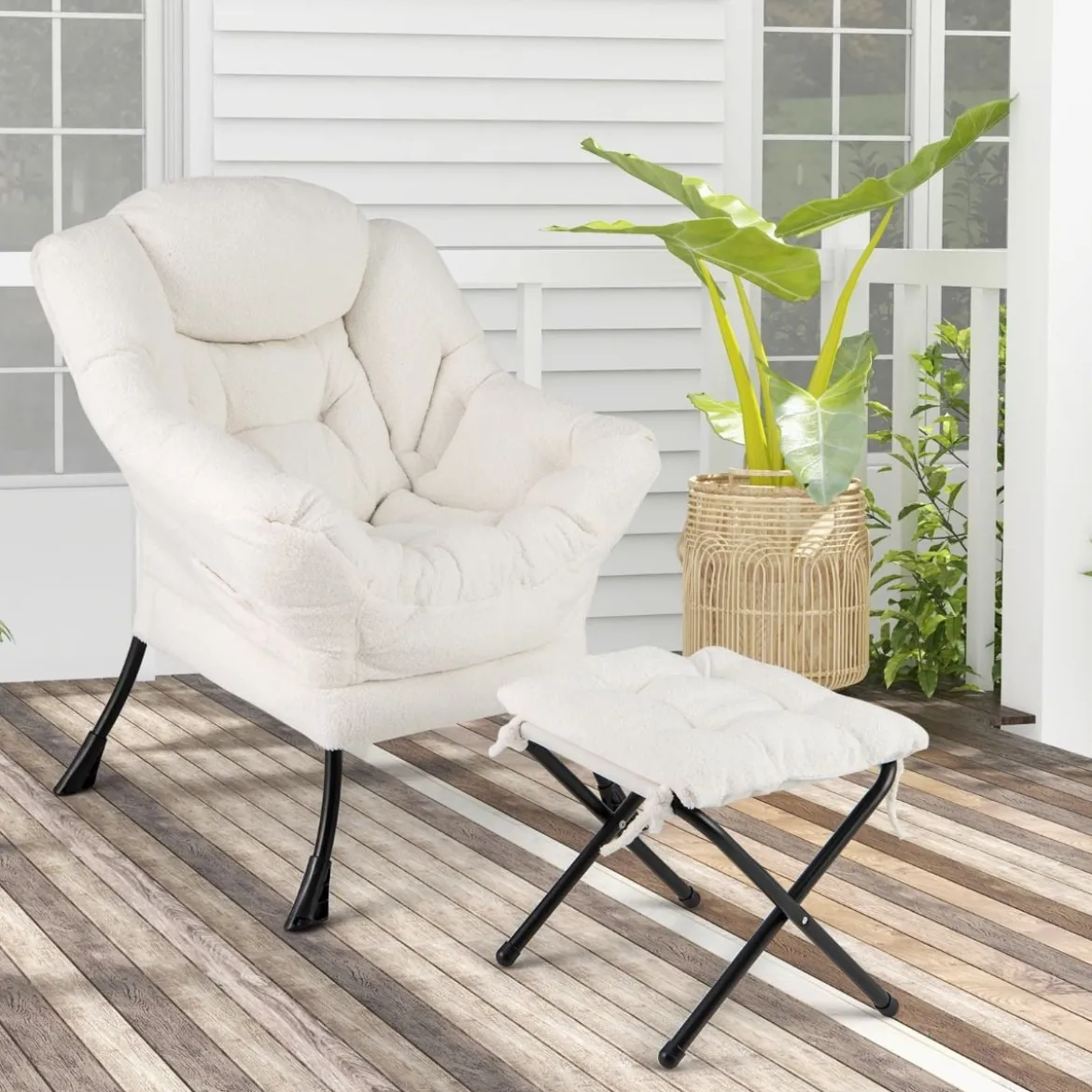 Sessel mit Armlehnen & Seitentasche & Fußstütze & Hocker Relaxsessel Loungesessel Fernsehsessel