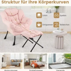Sessel mit Armlehnen & Seitentasche & Fußstütze & Hocker Relaxsessel Loungesessel Fernsehsessel