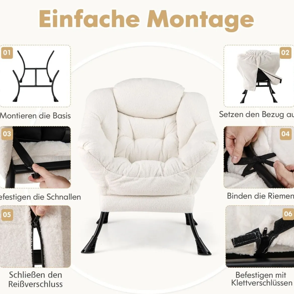 Sessel mit Armlehnen & Seitentasche & Fußstütze & Hocker Relaxsessel Loungesessel Fernsehsessel