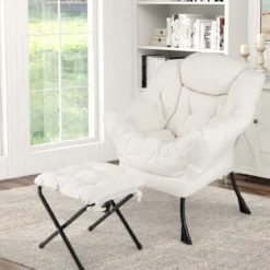 Sessel mit Armlehnen & Seitentasche & Fußstütze & Hocker Relaxsessel Loungesessel Fernsehsessel