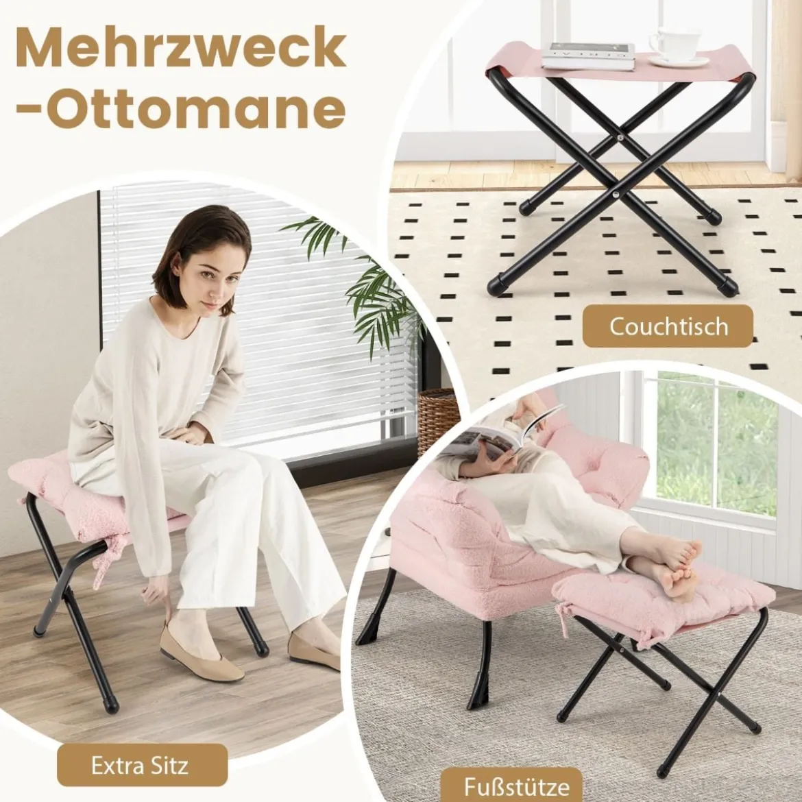 Sessel mit Armlehnen & Seitentasche & Fußstütze & Hocker Relaxsessel Loungesessel Fernsehsessel