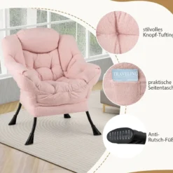 Sessel mit Armlehnen & Seitentasche & Fußstütze & Hocker Relaxsessel Loungesessel Fernsehsessel