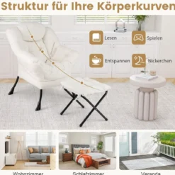 Sessel mit Armlehnen & Seitentasche & Fußstütze & Hocker Relaxsessel Loungesessel Fernsehsessel
