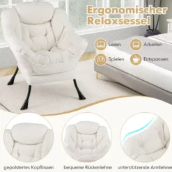 Sessel mit Armlehnen & Seitentasche & Fußstütze & Hocker Relaxsessel Loungesessel Fernsehsessel