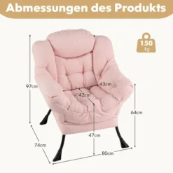 Sessel mit Armlehnen & Seitentasche & Fußstütze & Hocker Relaxsessel Loungesessel Fernsehsessel