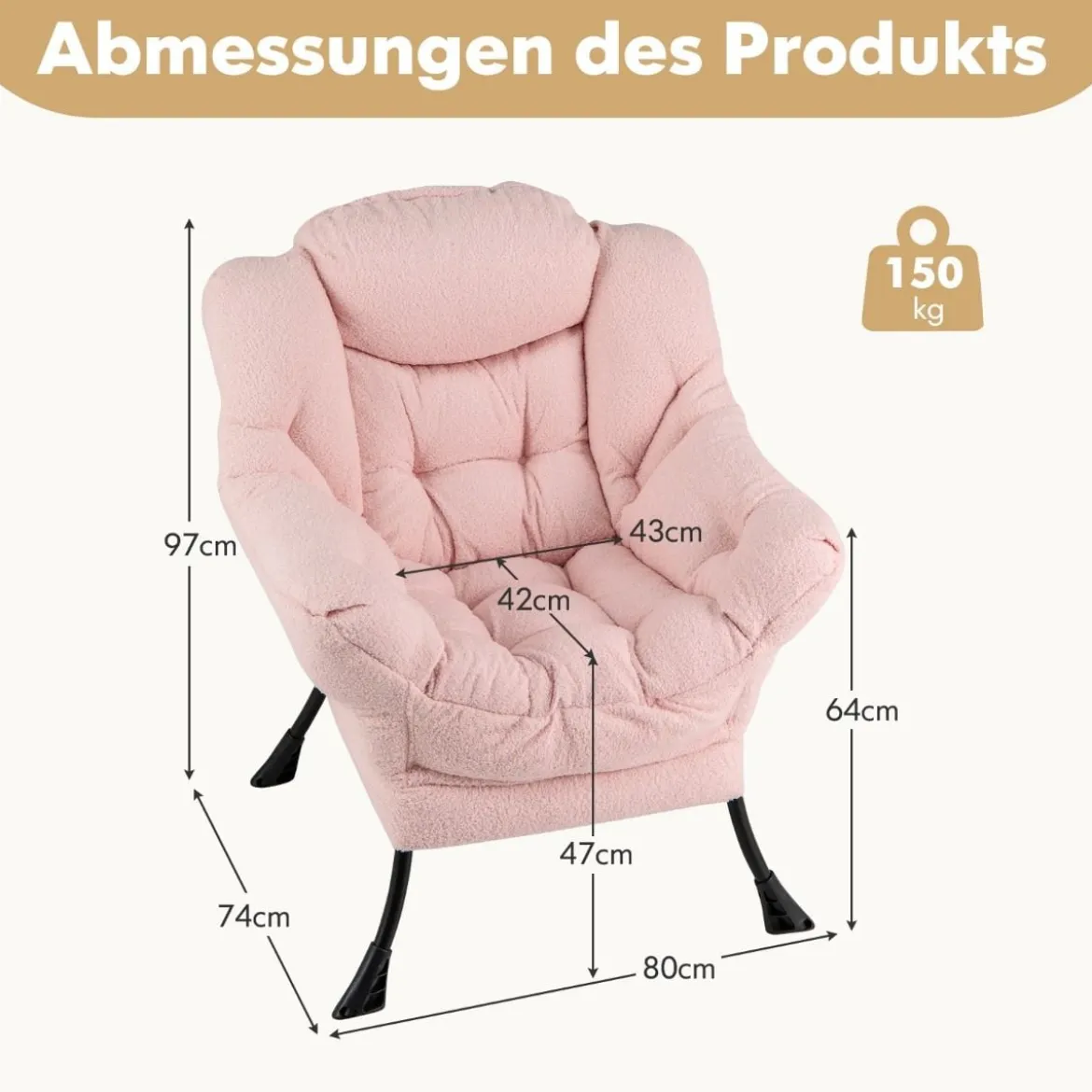 Sessel mit Armlehnen & Seitentasche & Fußstütze & Hocker Relaxsessel Loungesessel Fernsehsessel