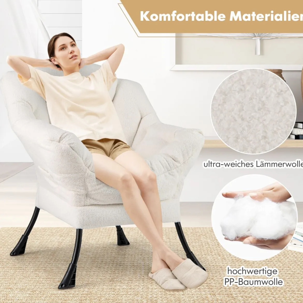 Sessel mit Armlehnen & Seitentasche & Fußstütze & Hocker Relaxsessel Loungesessel Fernsehsessel