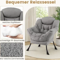 Sessel mit Armlehnen & Seitentasche & Fußstütze & Hocker Relaxsessel Loungesessel Fernsehsessel