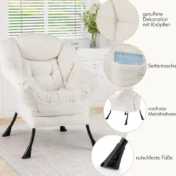 Sessel mit Armlehnen & Seitentasche & Fußstütze & Hocker Relaxsessel Loungesessel Fernsehsessel