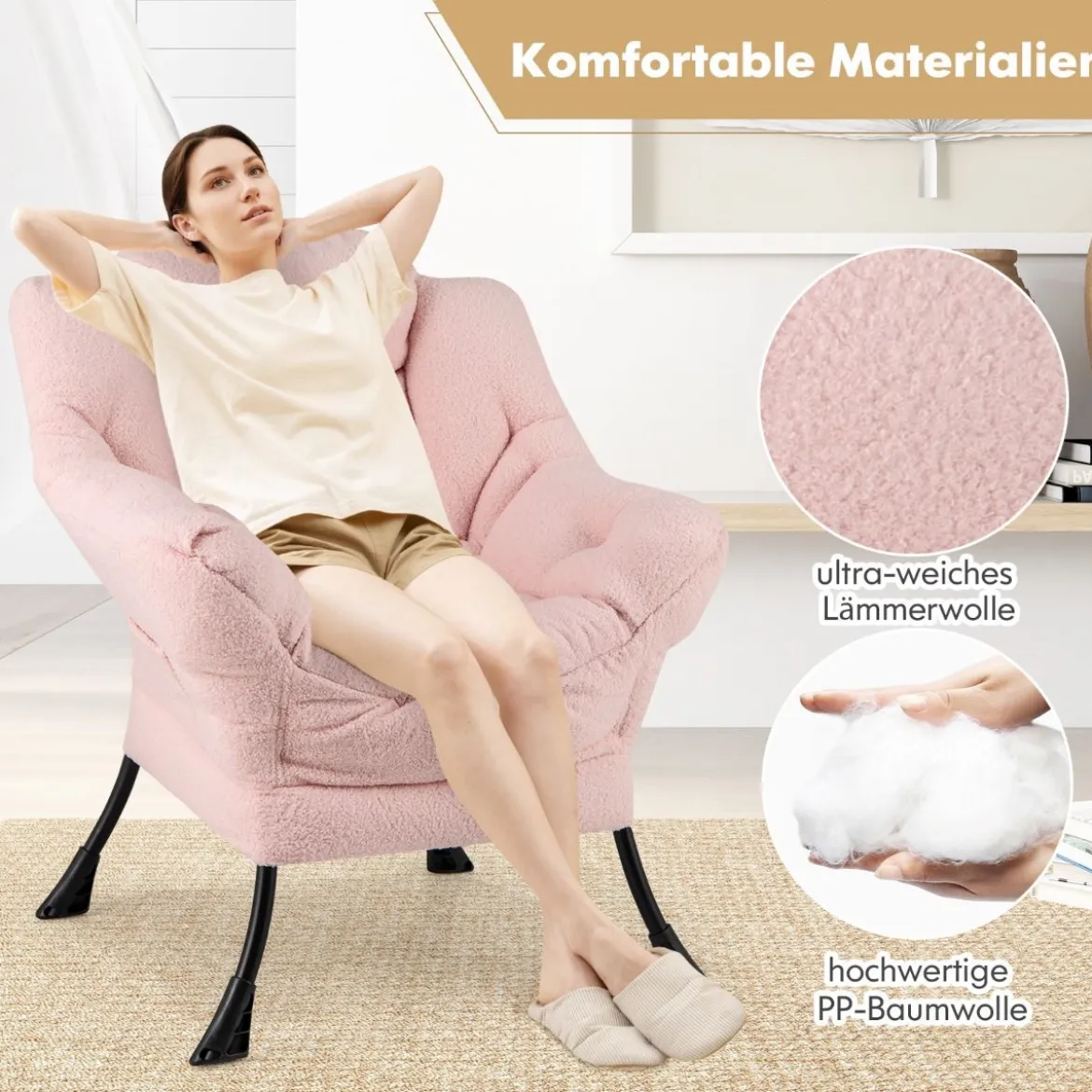 Sessel mit Armlehnen & Seitentasche & Fußstütze & Hocker Relaxsessel Loungesessel Fernsehsessel