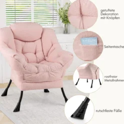 Sessel mit Armlehnen & Seitentasche & Fußstütze & Hocker Relaxsessel Loungesessel Fernsehsessel