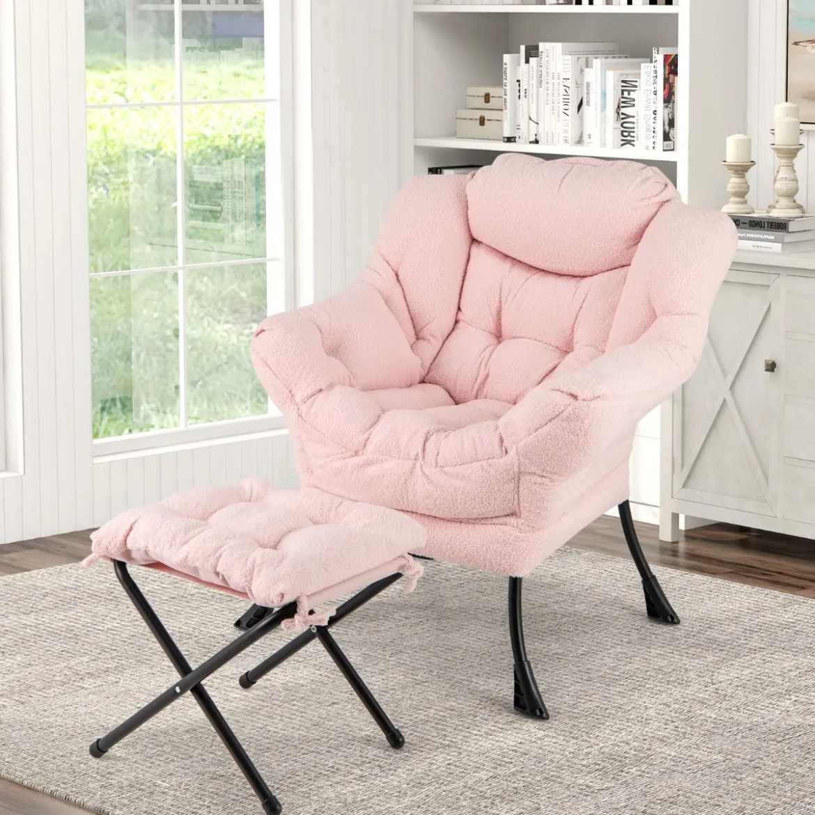 Sessel mit Armlehnen & Seitentasche & Fußstütze & Hocker Relaxsessel Loungesessel Fernsehsessel