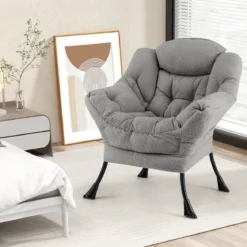 Sessel mit Armlehnen & Seitentasche & Fußstütze & Hocker Relaxsessel Loungesessel Fernsehsessel