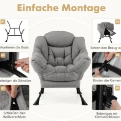 Sessel mit Armlehnen & Seitentasche & Fußstütze & Hocker Relaxsessel Loungesessel Fernsehsessel