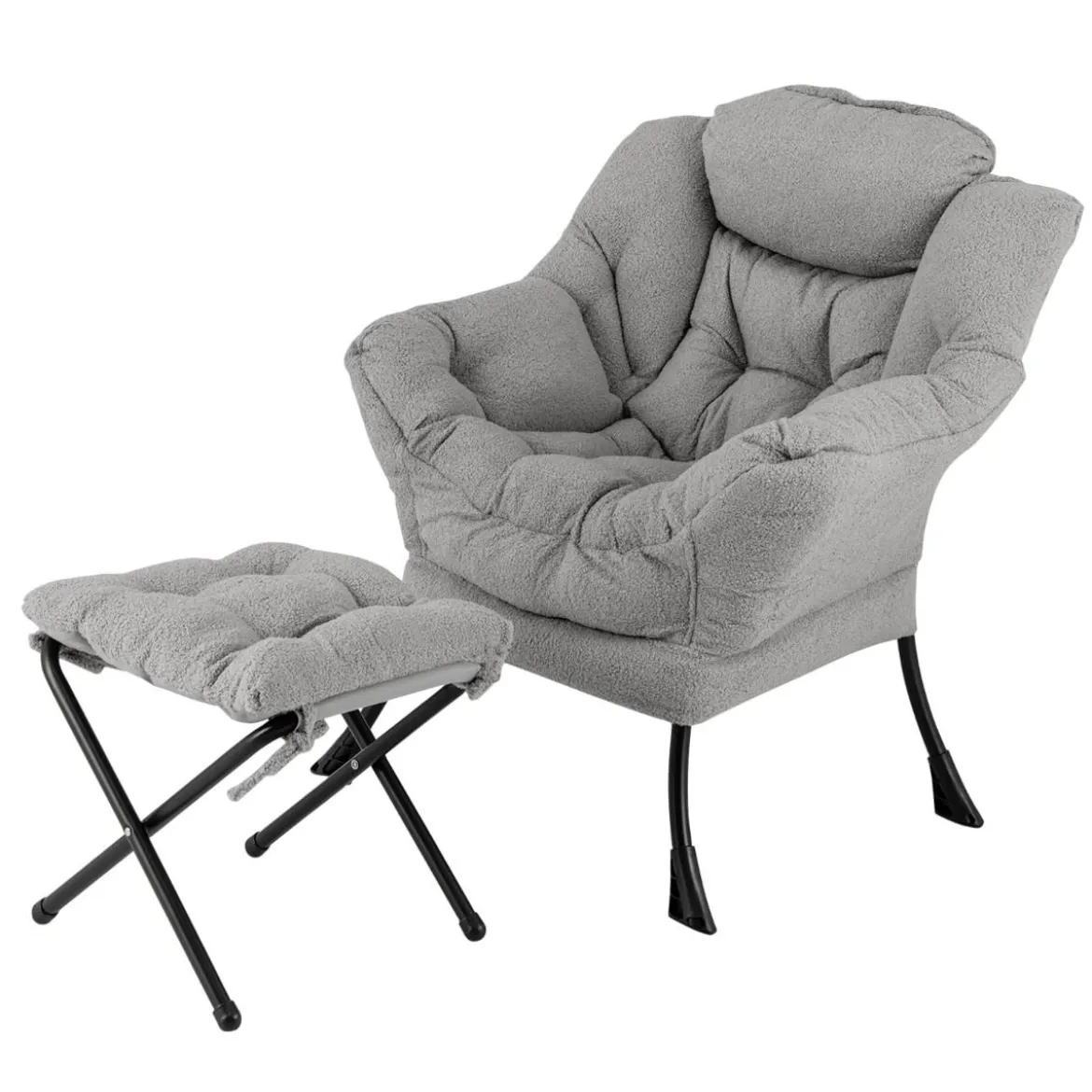 Sessel mit Armlehnen & Seitentasche & Fußstütze & Hocker Relaxsessel Loungesessel Fernsehsessel
