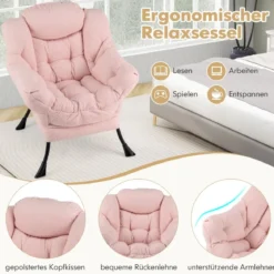 Sessel mit Armlehnen & Seitentasche & Fußstütze & Hocker Relaxsessel Loungesessel Fernsehsessel