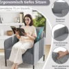 Sessel Wohnzimmer Einzelsofa mit Kissen Loungesessel mit Verstellbaren Fußpolstern 73 x 79 x 79 cm Grau