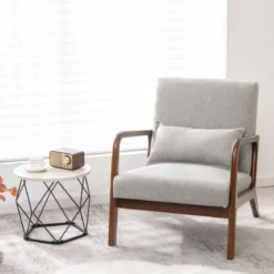 Sessel Wohnzimmer Loungesessel gepolstert Moderner Akzentstuhl Holz mit Armlehnen 65 x 79 x 77 cm