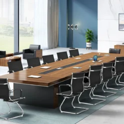 Set aus 8 Bürostühlen Moderne Konferenzstühle mit Mittlerer Rückenlehne & Kufengestell Schwarz