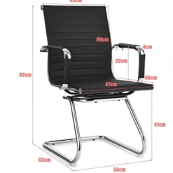 Set aus 8 Bürostühlen Moderne Konferenzstühle mit Mittlerer Rückenlehne & Kufengestell Schwarz