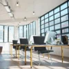 Set aus 2 Bürostühlen moderne Konferenzstühle mit mittlerer Rückenlehne & Kufengestell Schwarz