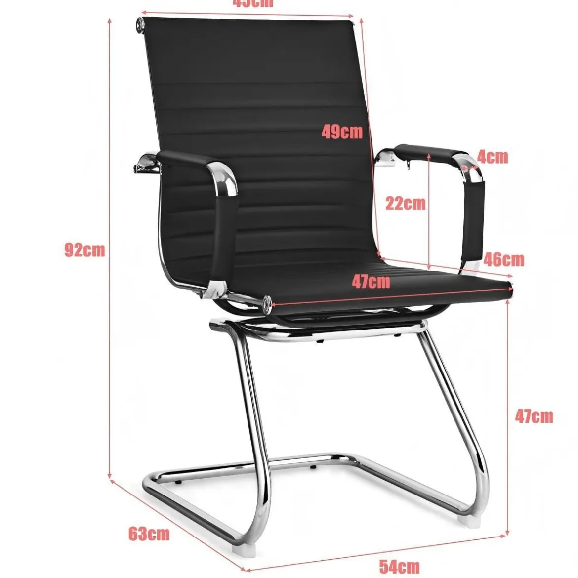 Set aus 10 Bürostühlen Moderne Konferenzstühle mit Mittlerer Rückenlehne & Kufengestell Schwarz