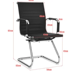 Set aus 4 Bürostühlen Moderne Konferenzstühle mit Mittlerer Rückenlehne & Kufengestell Schwarz