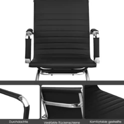 Set aus 4 Bürostühlen Moderne Konferenzstühle mit Mittlerer Rückenlehne & Kufengestell Schwarz