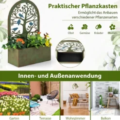 Set aus 2 dekorativen Hochbeeten für den Garten Wand-Pflanzkästen 40 x 17 x 60 cm Rost