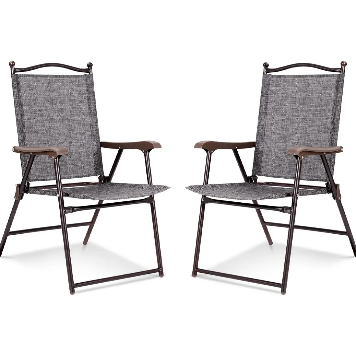 Set aus 2 Klappstühlen für die Terrasse klappbare Gartenstühle Grau