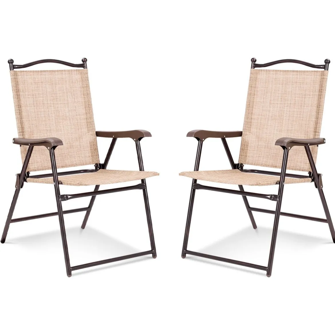Set aus 2 Klappstühlen für die Terrasse klappbare Gartenstühle Beige