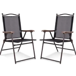 Set aus 2 Klappstühlen für die Terrasse klappbare Gartenstühle Schwarz