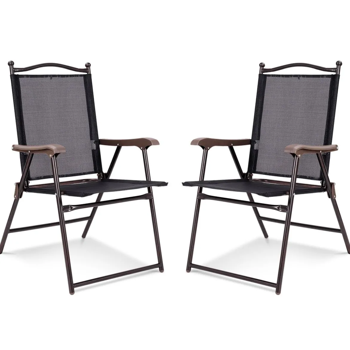 Set aus 2 Klappstühlen für die Terrasse klappbare Gartenstühle Schwarz