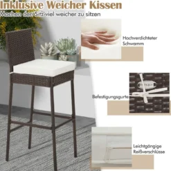 Set mit 4 Wicker Barhockern für die Terrasse 40 x 50 x 108 cm