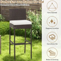 Set mit 4 Wicker Barhockern für die Terrasse 40 x 50 x 108 cm