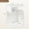 S-förmiger Beistelltisch mit 2 Offenen Fächern Moderner Nachttisch 33 x 33 x 50 cm Weiß