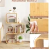 S-förmiges Bücherregal aus Bambus mit 3 Ebenen Standregal Würfelregal Büroregal 61 x 23 x 100 cm