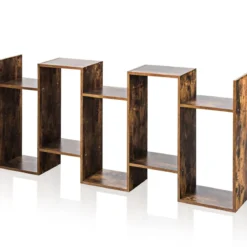 S-förmiges Bücherregal Holz Bücherschrank 5 Ebenen Standregal Vintage 70 x 24 x 158 cm Braun