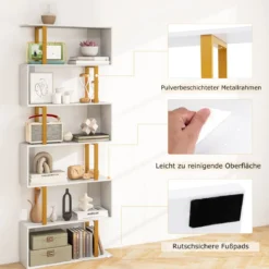 S-förmiges Bücherregal mit 6 Ebenen Standregal Raumteiler Aufbewahrungsregal 70 x 24 x 189 cm