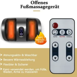 Shiatsu Fußmassagegerät mit Rollen Kneten und Heizung 55,5 x 37 x 25,5 cm Grau