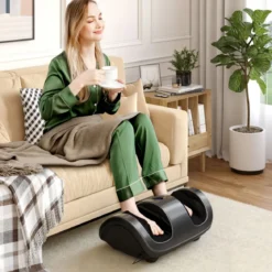 Shiatsu Fußmassagegerät mit Rollen Kneten und Heizung 55,5 x 37 x 25,5 cm Grau