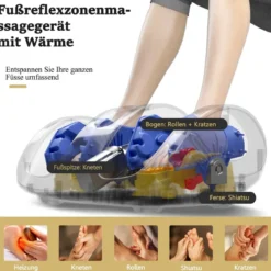 Shiatsu Fußmassagegerät mit Rollen Kneten und Heizung 55,5 x 37 x 25,5 cm Grau