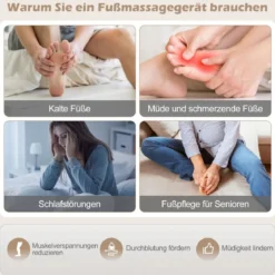 Shiatsu Fußmassagegerät mit Wärmefunktion & 3-stufige Tiefknetung & Luftkompression Fußwärmer