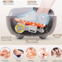 Shiatsu Fußmassagegerät mit Wärmefunktion & 3-stufige Tiefknetung & Luftkompression Fußwärmer