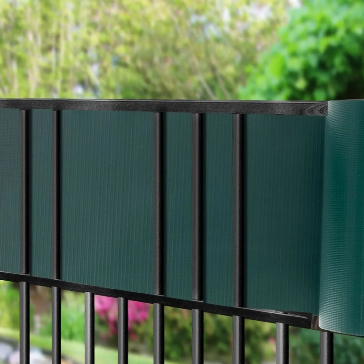 Sichtschutzfolie Zaunblende PVC Zaunfolie Gartenzaun Abdeckung Sichtschutz Windschutz 35 m x 19 cm Dunkelgrün