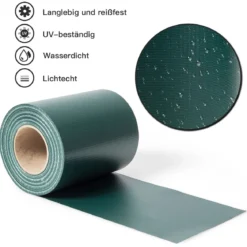 Sichtschutzfolie Zaunblende PVC Zaunfolie Gartenzaun Abdeckung Sichtschutz Windschutz 35 m x 19 cm Dunkelgrün