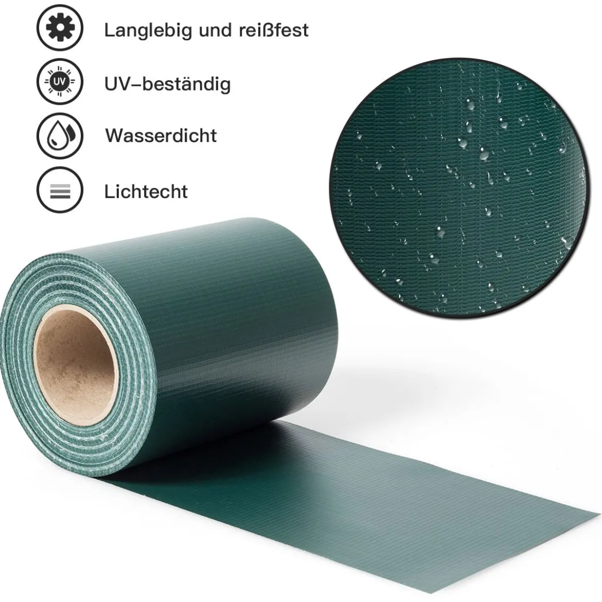 Sichtschutzfolie Zaunblende PVC Zaunfolie Gartenzaun Abdeckung Sichtschutz Windschutz 35 m x 19 cm Dunkelgrün